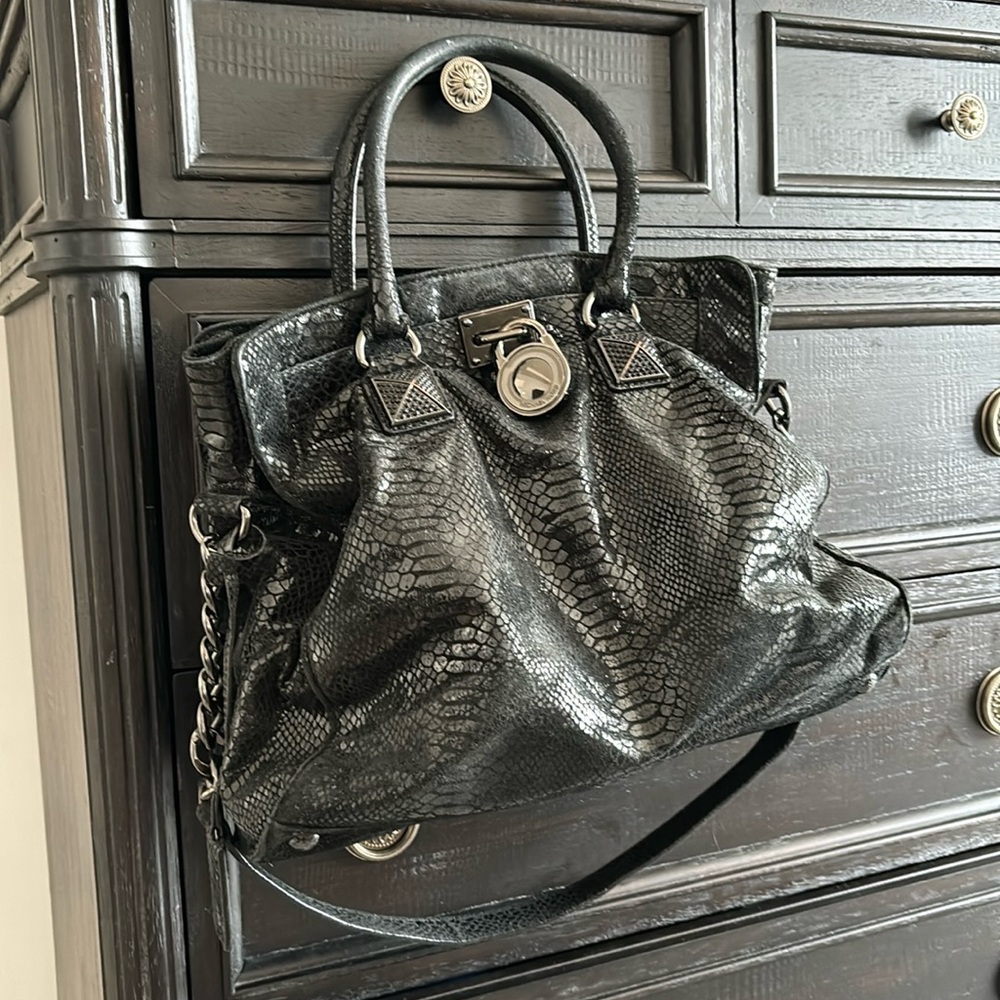 Michael Kors Black Snakeskin Shoulder Bag